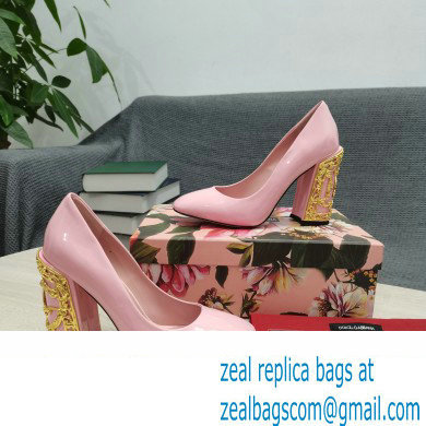 Dolce  &  Gabbana Logo Heel 10.5cm Patent leather Pumps Light Pink 2022